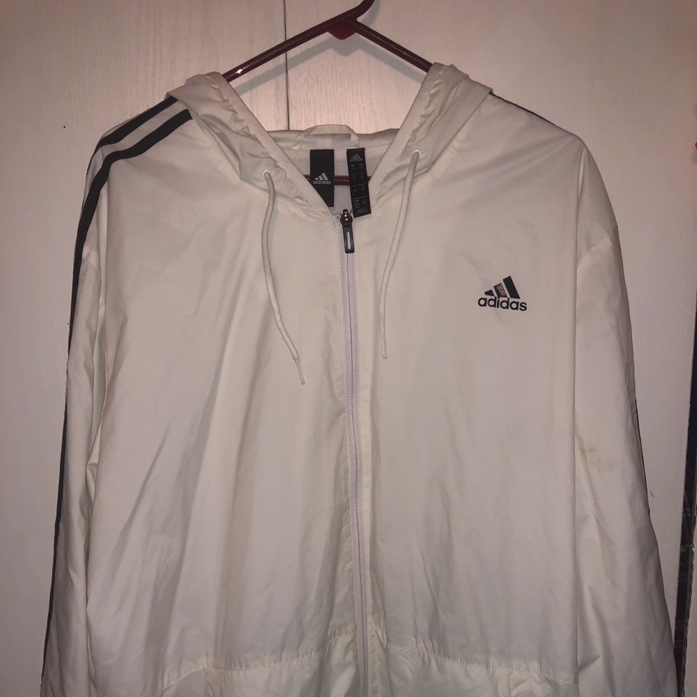 Adidas White Zip-up Windbreaker